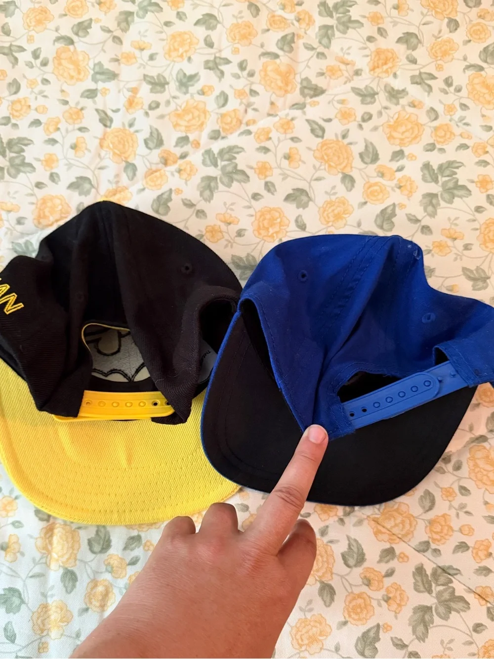 Two youth DC Comics baseball hats, Batman & Superman, youth one size